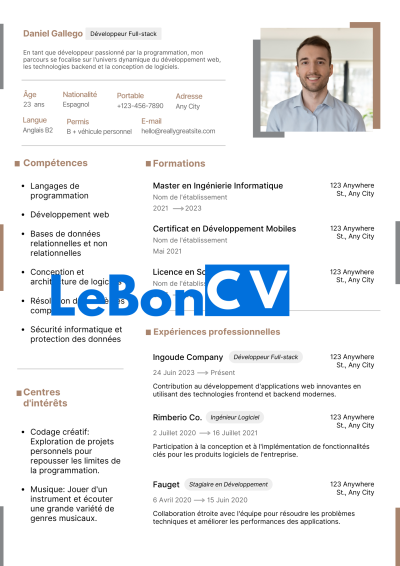 CV développeur web Modèle 107