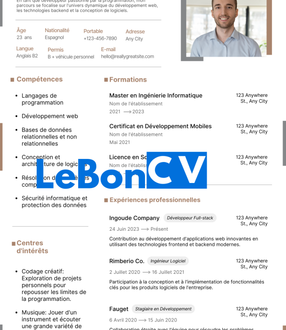 CV développeur web Modèle 107