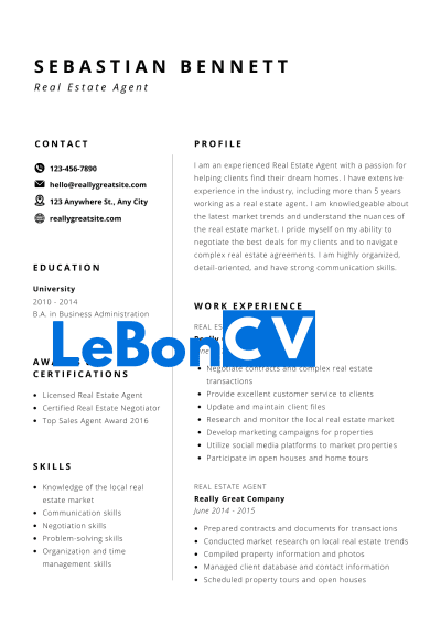 CV serveur(se) Modèle 13