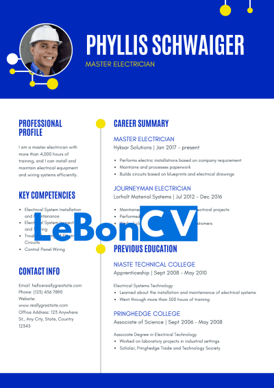 CV électricien(ne) Modèle 11